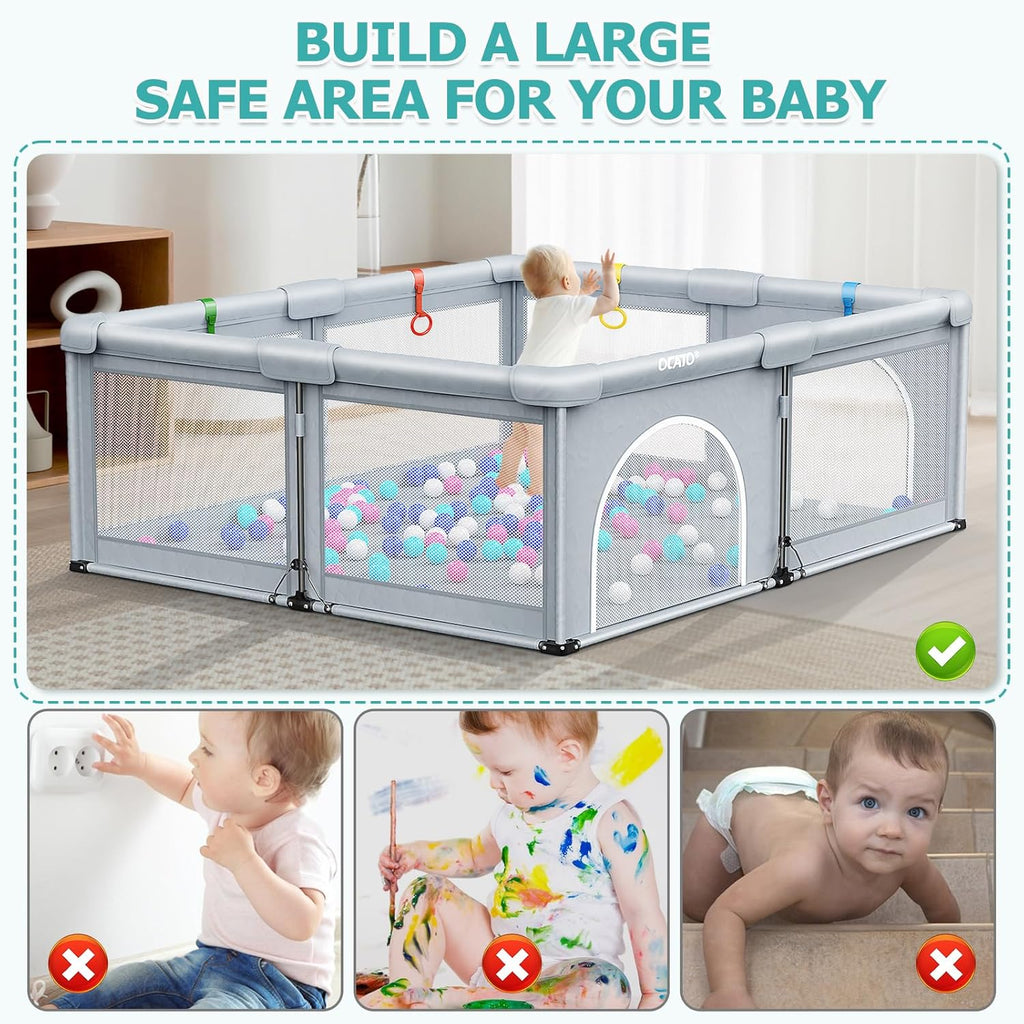 Skiennix Baby Playpen - Foldable Large Portable Safety Area for Toddlers | Indoor/Outdoor (71" × 59")