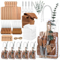 Patelai 6 Sets Baby Shower Prizes for Game Player Baby Shower Winners Gifts Cheese Boards Forks Knives Towels Whisks Artificial Eucalyptus Stems Bags Thank You Cards for Guests Bridal(Retro Color)