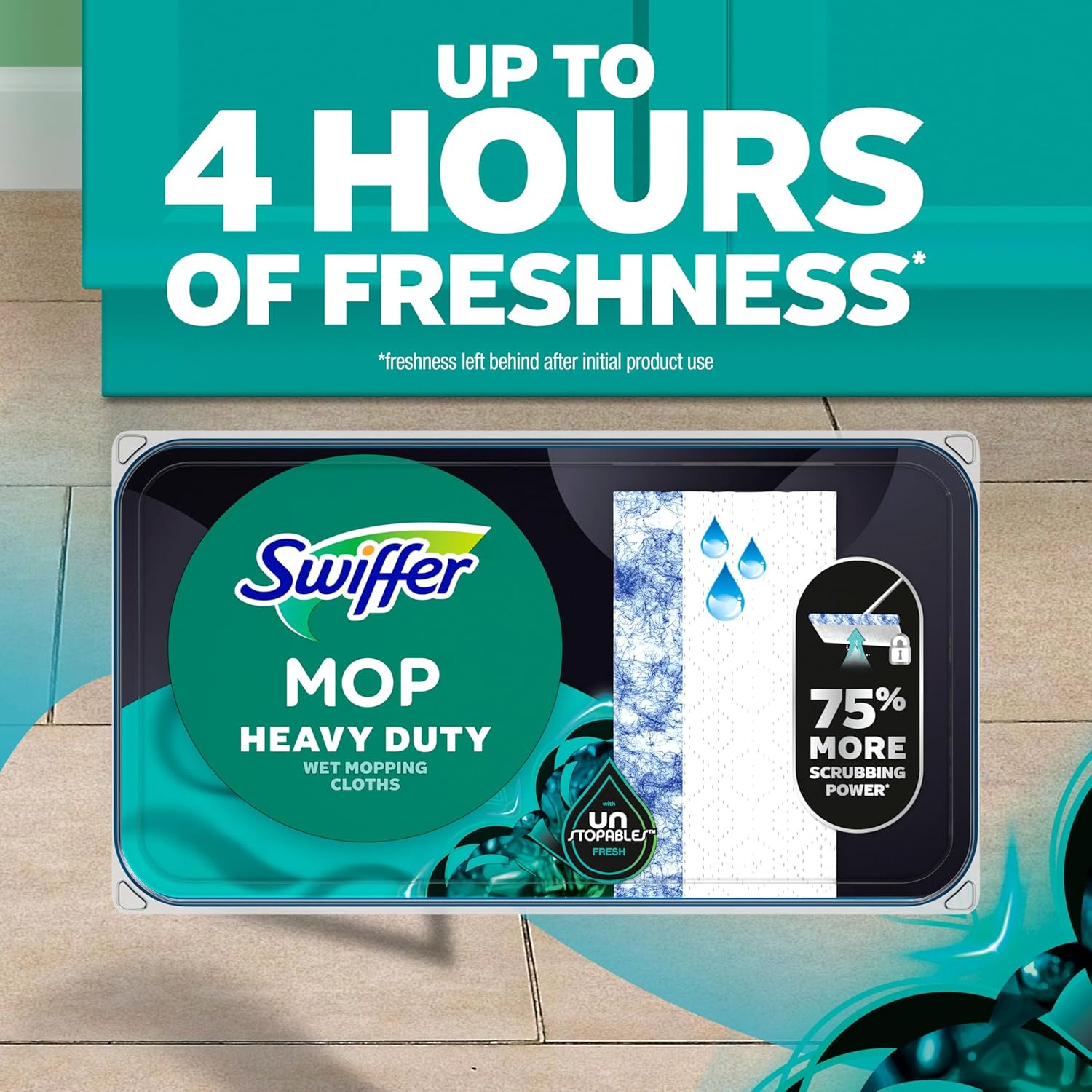 Swiffer Heavy Duty Mop Refills - Multi-Surface Cleaning Cloths in Gain & Unstopables Scents | 30 Count