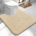 OLANLY U-Shaped Toilet Rug - Extra Soft Chenille Bath Mat, Quick-Dry & Non-Slip, 24x24, Beige