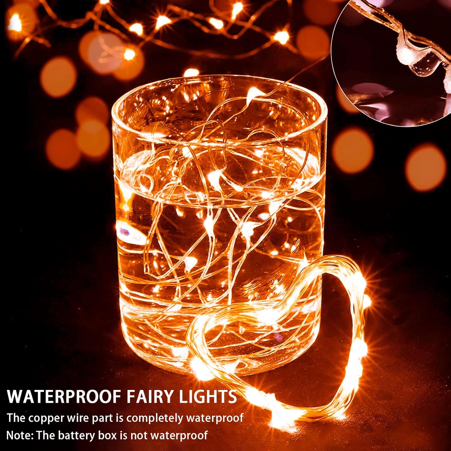 Skiennix 20 LED Fairy Lights - 7Ft Waterproof Twinkle String Lights for Mason Jar & Party Decor | Orange