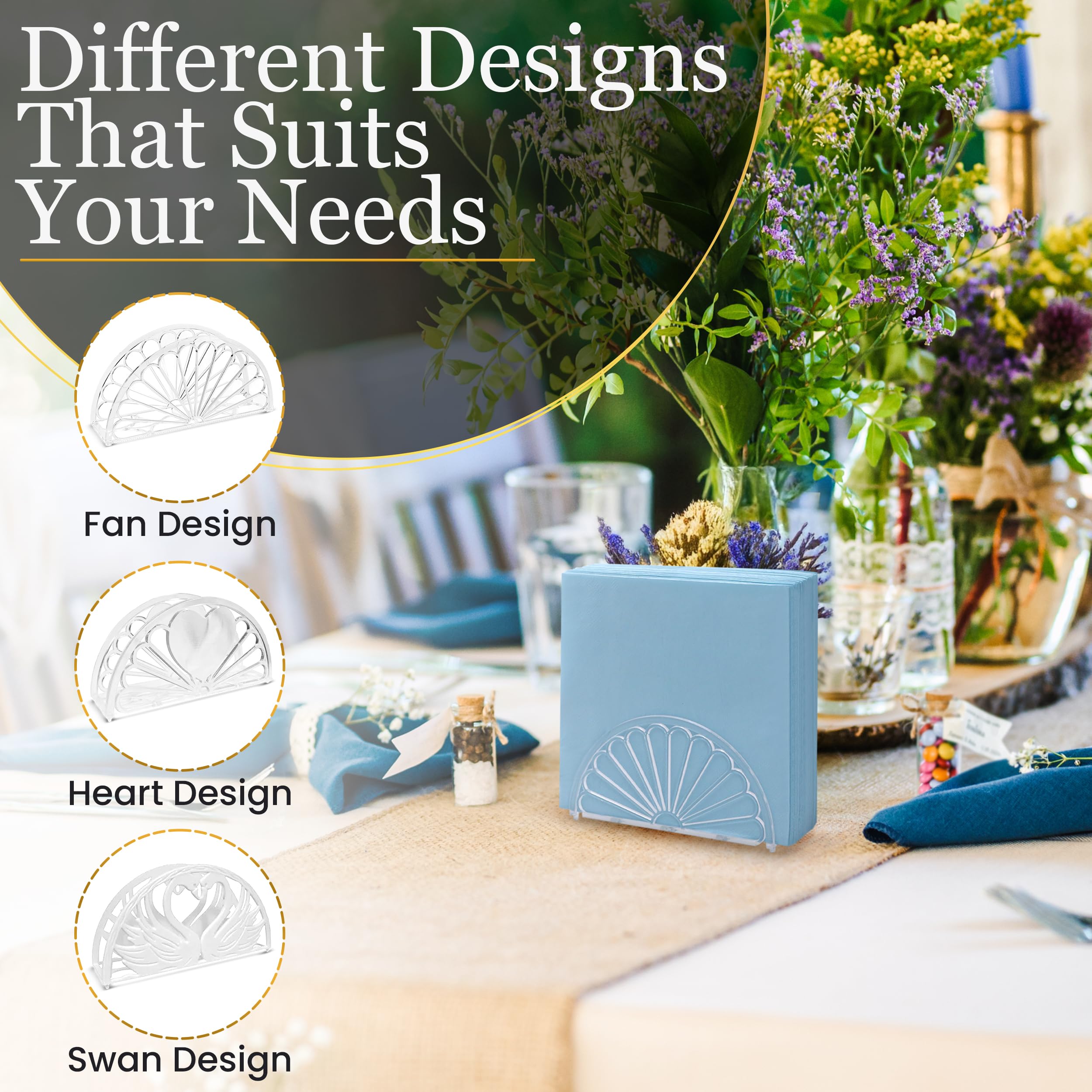 5.75 Inch Clear Plastic Napkin Holder - 24 Pieces (Fan Design)