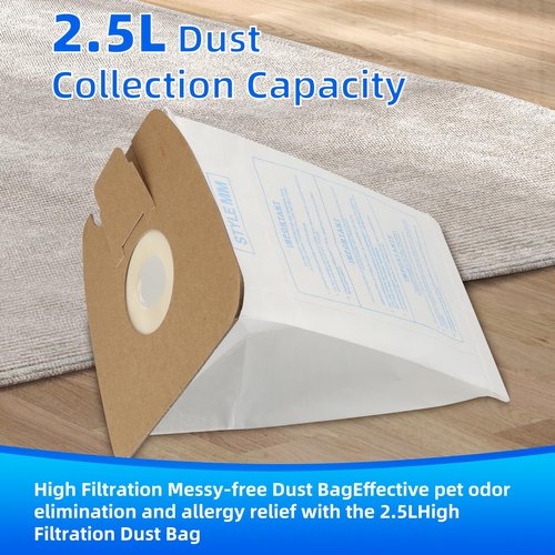 20 Pack Replacement Filtration MM Paper Vacuum Cleaner Bags Compatible with Eureka & Sanitaire Style MM 3670 3680 60295, 60295A, 60295B 60295C, 60296 & 60297A. Replaces Part# 60295C