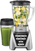 Oster Pro 1200 Blender - 7-Speed Smoothie Maker with Glass Jar & 24oz To-Go Cup, Brushed Nickel