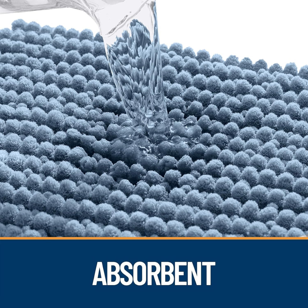 OLANLY Dog Door Mat - Ultra Absorbent Chenille Mud Doormat | Non-Slip, Washable, 24x16, Airy Blue
