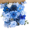 yuagolle Artificial Flowers for Home Decorations: Blue Silk Fake Flowers Bulk Boxed Set, Peony Roses Bouquets with Stems for Table Centerpiece, DIY Wedding, Bridal Shower, Graduation Cap & Tea Party