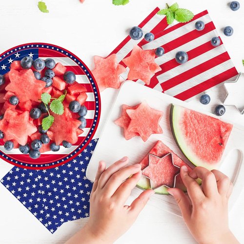Gatherfun American Flag Party Supplies - Disposable Napkins & Plates for 4th of July | Serves 50