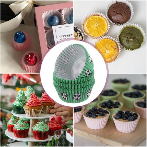 HARFINGTON 100 Count Cupcake Liners Soccer Cupcake Cups Standard Size Muffins Liners Papers Baking Cups Wrappers Greaseproof for Party Wedding Birthday