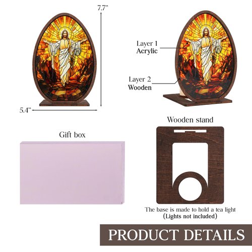 He is Risen Gifts for Adults, Easter Decor Resurrection Scene Empty Tomb, Christian Table Decorations Indoor, Catholic Cross Jesus Religious Easter Gifts Decor (Jesus)