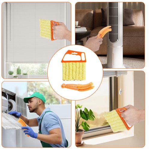4Pcs Window Venetian Blind Cleaner Duster Tool,Feather Blind Duster for Cleaning,Washable 7 Finger Dusters Brush Dusting Cleaner Tool for Window Shutters Air Conditioner Vinyl Wood Blinds + 4 Cover