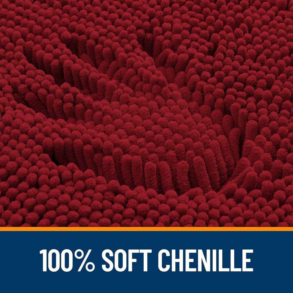 OLANLY Large Bathroom Rugs - Extra Soft Chenille Bath Mats | Quick-Dry, Machine Washable, 40x24, Red