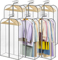 LANDNEOO Clear Garment Bags - 6 Pack Zippered Hanging Clothes Storage for Coats, Dresses, and Furs - 40'' Long