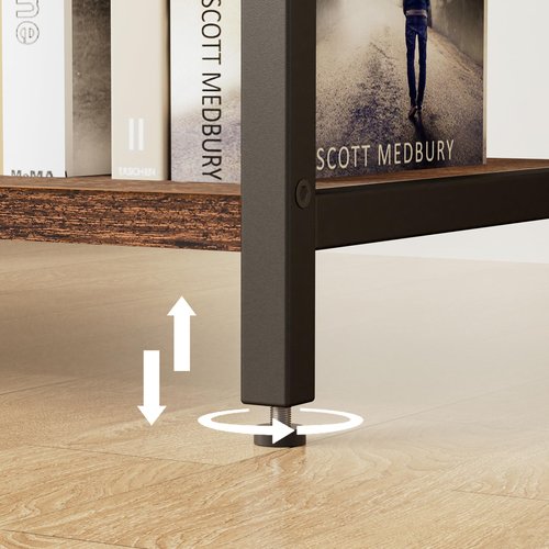 Cerlyunzan Coat Rack With Hanging Rod, Garment Rack With 3 Wooden Shelves and 4 Hooks, Freestanding Hall Tree, Industrial Clothes Rack Stand Organizer, Rustic Brown and Black