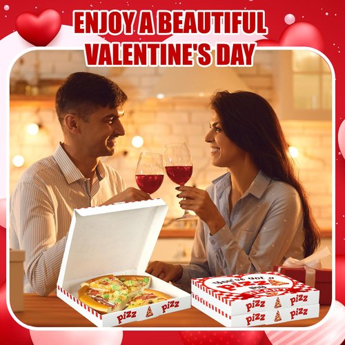 Fullhawl 50 Pcs Valentines Heart Mini Pizza Box Square Cardboard Pizza Box Small Cookie Boxes for Valentine Celebrations Party Favors Birthdays Weddings,(6.3 x 6.3 x 0.9 Inches)