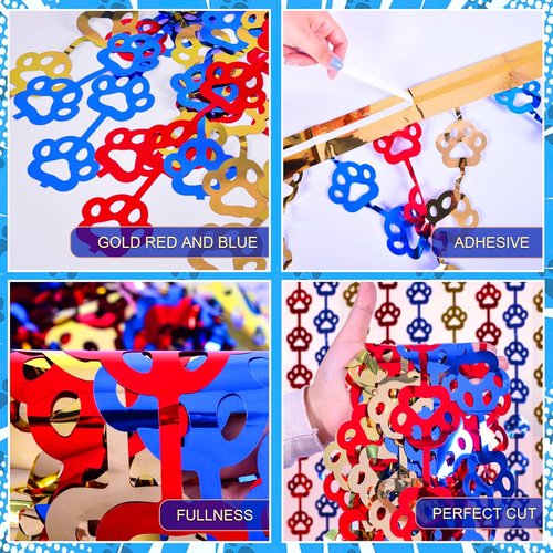 LOLStar Paw Birthday Decorations - 2 Pack Red, Yellow & Blue Tinsel Foil Fringe Curtains | 3.3 x 6.6ft Party Supplies