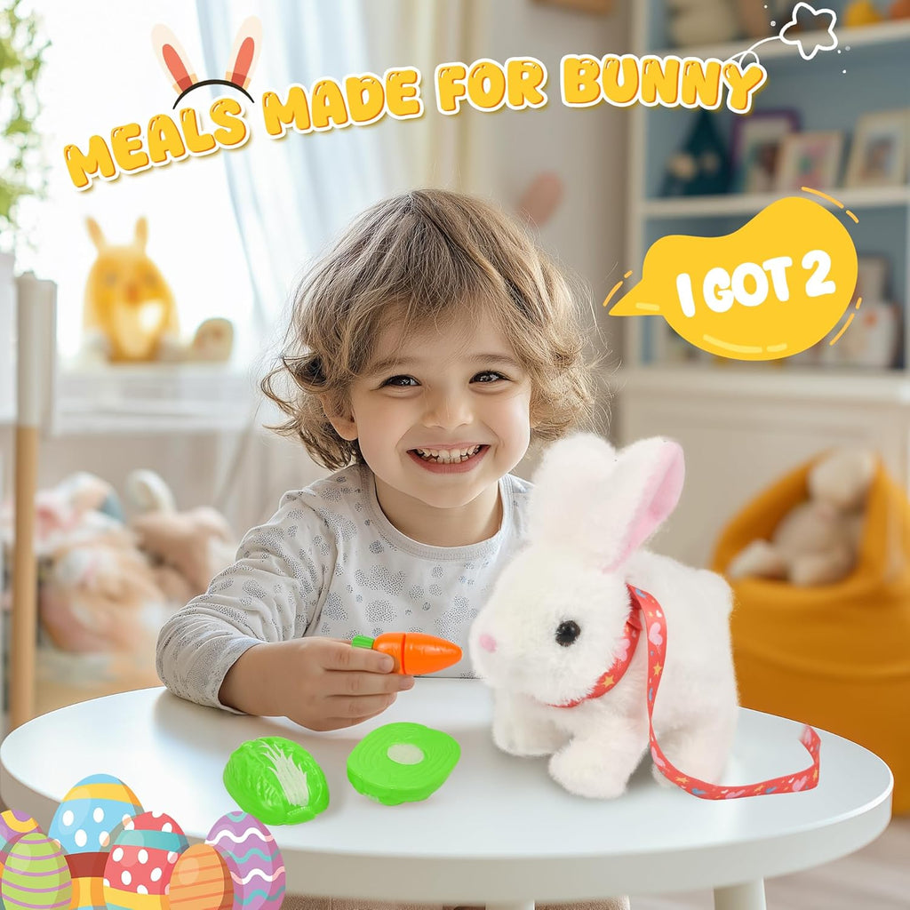 Bunby Easter Robot Bunny Pal - Interactive Plush Toy with Sounds & Hopping Action | White