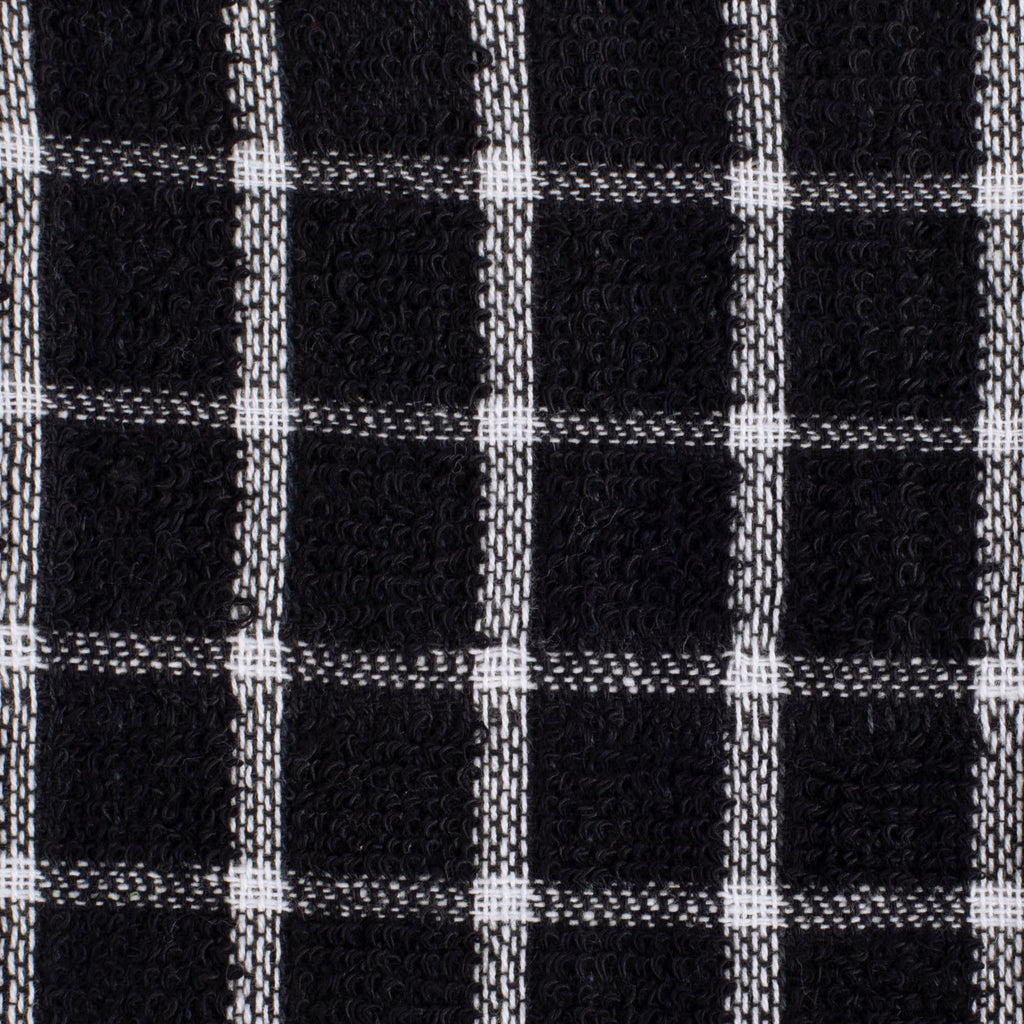 DII Basic Terry Collection Windowpane Dishcloth Set, 12x12, Black, 6 Piece