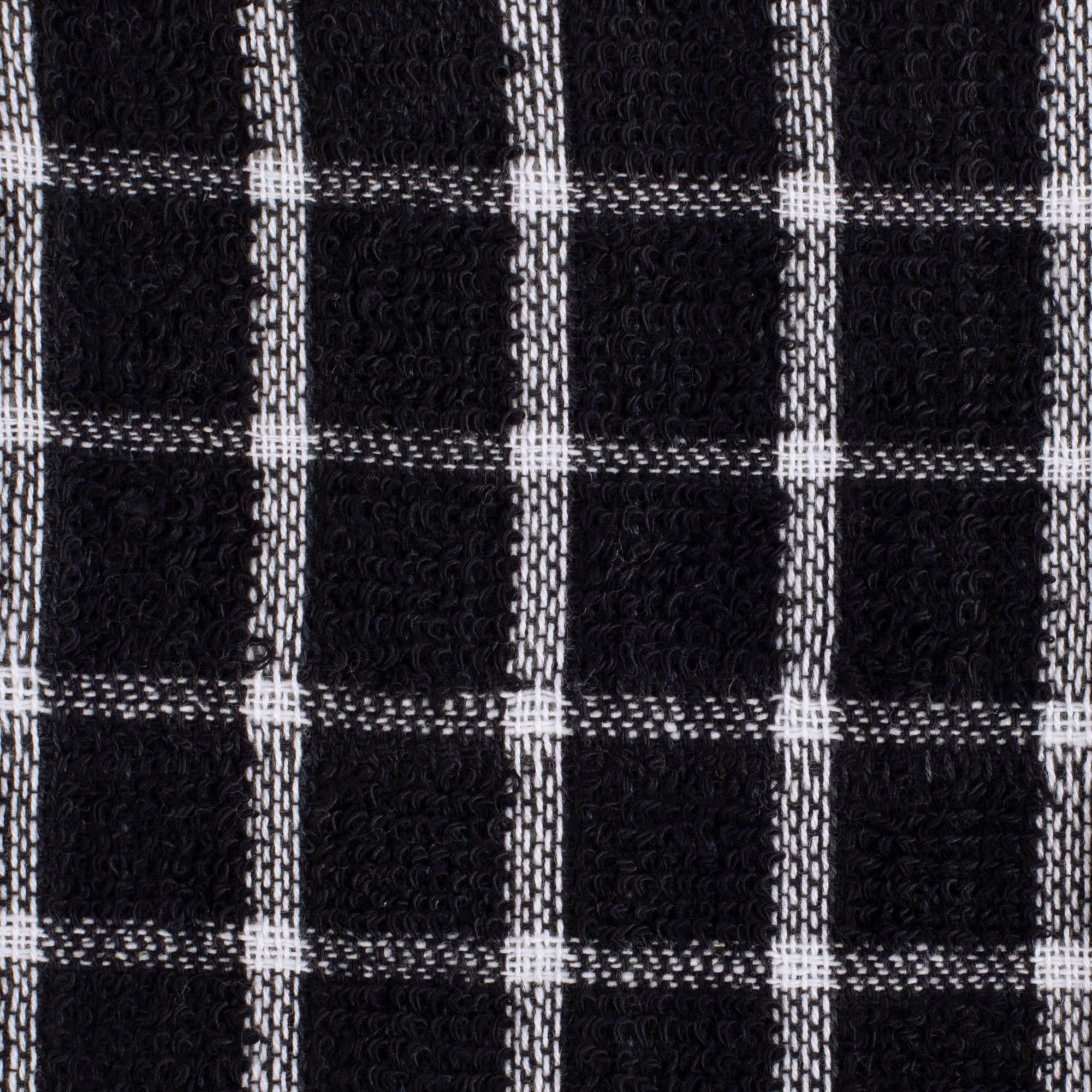 DII Basic Terry Collection Windowpane Dishcloth Set, 12x12, Black, 6 Piece