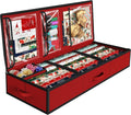 Simple Houseware Wrapping Paper Storage Organizer - Holds 40 Rolls with Adjustable Straps & Pockets, 41.5''L x 16''W, Red
