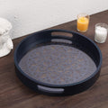 LINKOVE 12" Decorative Tray, Round Wood Tray for Home Decor, Small Wooden Serving Tray with Handles for Coffee Table Decor Centerpiece Kitchen Counter,Rustic Circle Candle Perfume Tray Decor