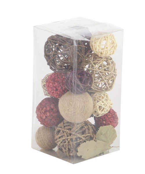 Deco 79 Dried Plant Handmade Orbs & Vase Filler with Varying Designs, Set of 2 6"W, 12"H, Multi Colored