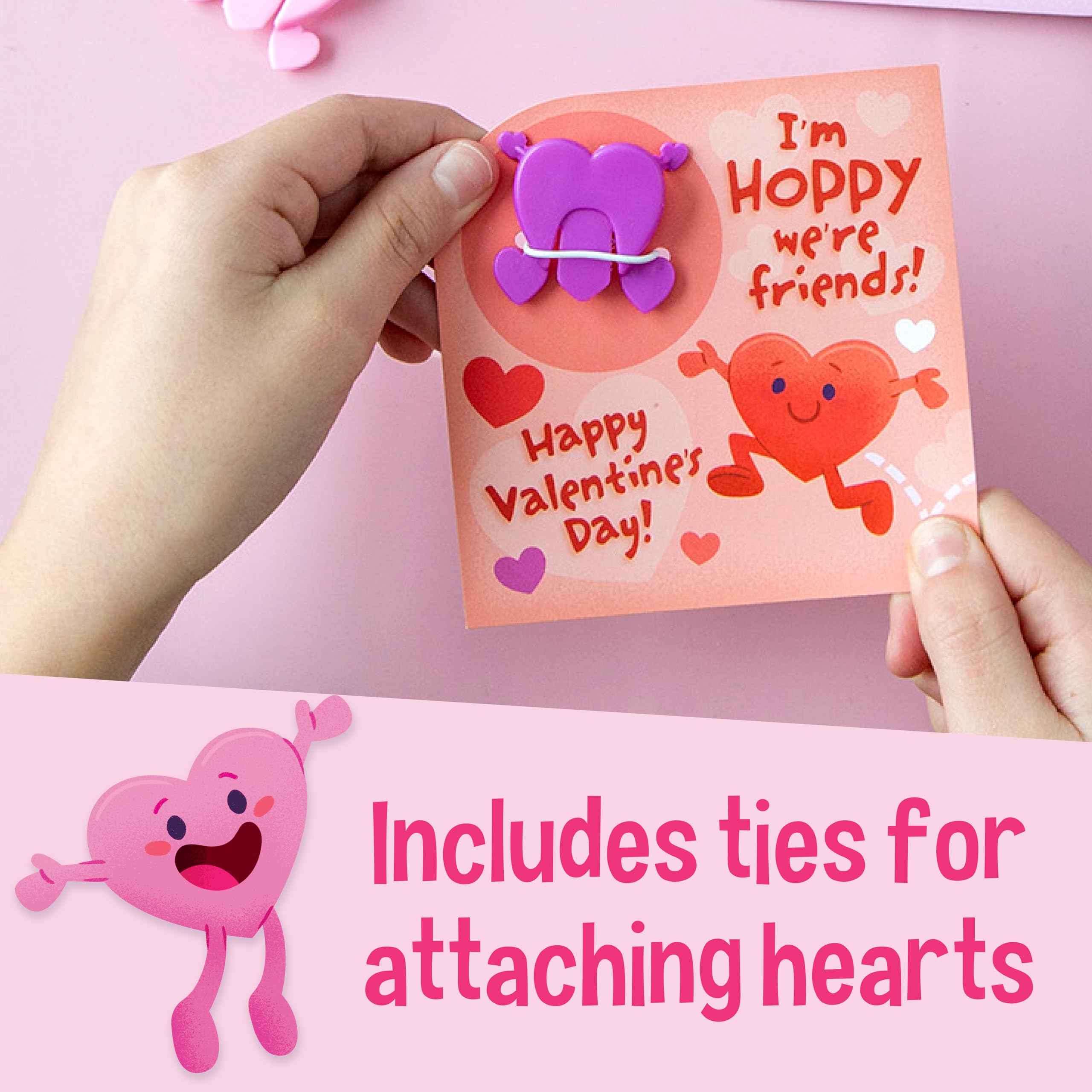 Peaceable Kingdom Valentine's Day Gift for Kids, Fun Party Favors for Classroom, Goodie Bag Stuffers - 28 Hopping Hearts Valentines