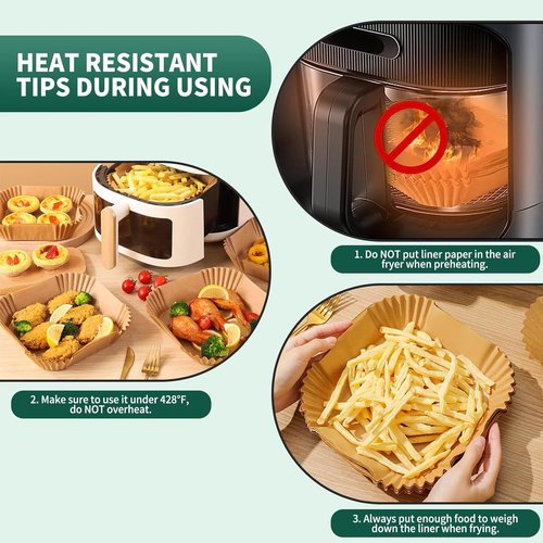 Air Fryer Liners | 150 PCS Non-Stick Parchment Paper for 5-8QT Air Fryers - Oil-Proof 8 Inch Square