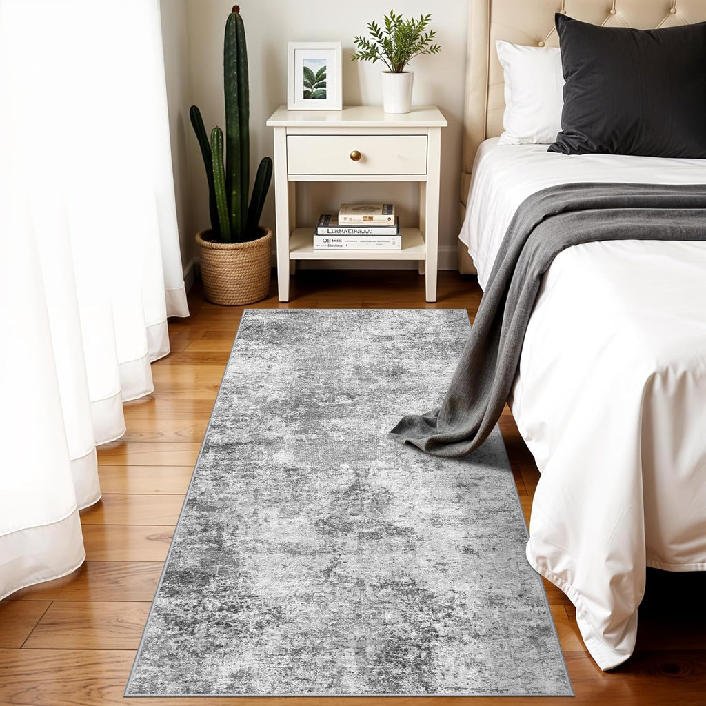 Skiennix Washable Hallway Runner Rug - Ultra Soft, Stain Resistant, Non-Slip | 2x5, Grey