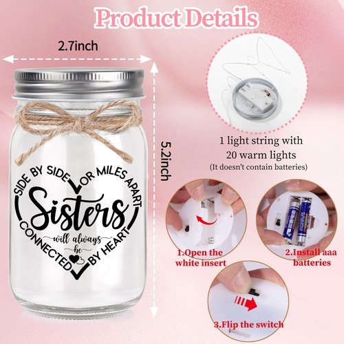 Sister Birthday Gifts, Sisters Gift from Sister Christmas Valentines Day Mothers Day Gifts for Sis Sisters