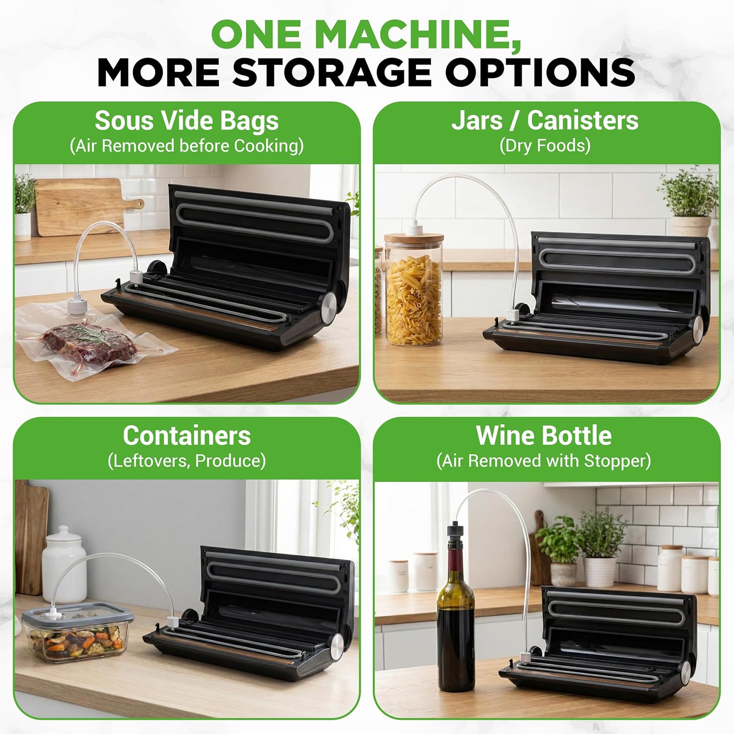 NutriChef Vacuum Sealer Machine - 80kPa Food Sealer with Cutter & Storage | Includes 1 Bag Roll & 5 Vacuum Bags for Freshness