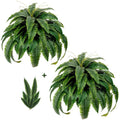 Fake Plants Artificial Boston Fern Bush - 2PCS 45Inch Fake Ferns with 55 Fronds, Large Hanging Faux Plants Decor, Faux Fern Vines Silk Greenery for Outdoor Indoor, Porch, Farms, Patio, Office
