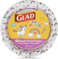 Glad Unicorn Theme Kids Plates - Heavy-Duty Disposable Paper Plates | Soak-Proof, Microwave Safe, 8.5 Inch, 20 Count