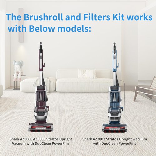 YOKYON Brushroll & Foam Felt Filters Replacement Compatible with Shark Stratos Upright Vacuum with DuoClean PowerFins AZ3002 & AZ3000W AZ3000