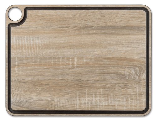 ARCOS Cutting Board with Channel and Hanger. Wood Smooth Surface for Chopping Food in Cellulose Fibre and Resin. Professional Meat and Vegetable Cutting Utensil. Serving Board. Color Brown. 17"x13"