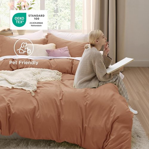 Bedsure California King Duvet Cover - Extra Soft Prewashed Cotton-Like Polyester Set, 104x98 Inches with Zipper Closure & 2 Pillow Shams