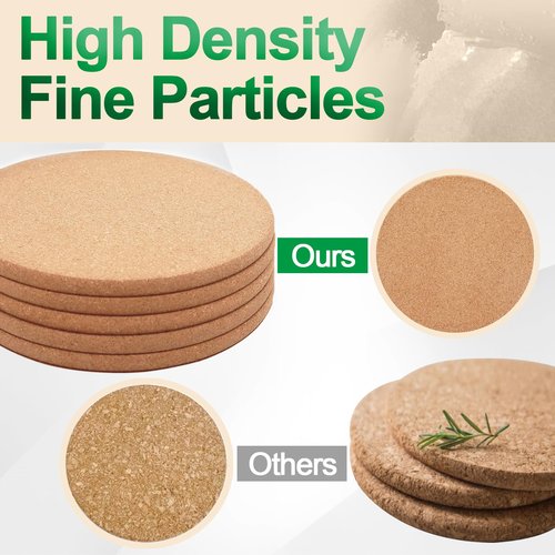 Cork Trivet, 4 Pack High Density Thick Cork Coasters Set for Hot Dishes, 7.5 Inch Heat Resistant Multifunctional, Hot Pads for Kitchen, Table, Countertops