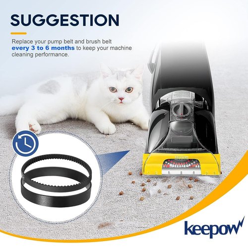 KEEPOW 6960w Belt for Bissell Proheat Steamer, Replacement Belt for Bissell Pet Carpet Cleaner, Fit Model 1846, 1799, 25A3, 7901, 1622, 8910, 7920, 1623, Replace Part 0150621 & 2150628 (2 Sets)