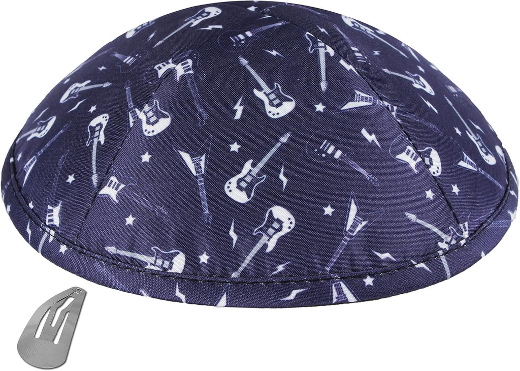 Zion Judaica Musical Kippahs - 6" Kippot with Music Notes & Instruments Design for Bar/Bat Mitzvahs