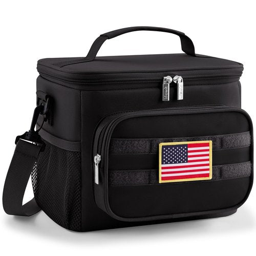 Lifewit Tactical Lunch Box for Men, Insulated Lunch Bag Adult, Heavy Duty Large Lunch Soft Leakproof Cooler Bag for Women with Adjustable Shoulder Strap for Work Camping Fishing, 9L 12Can, Blcak
