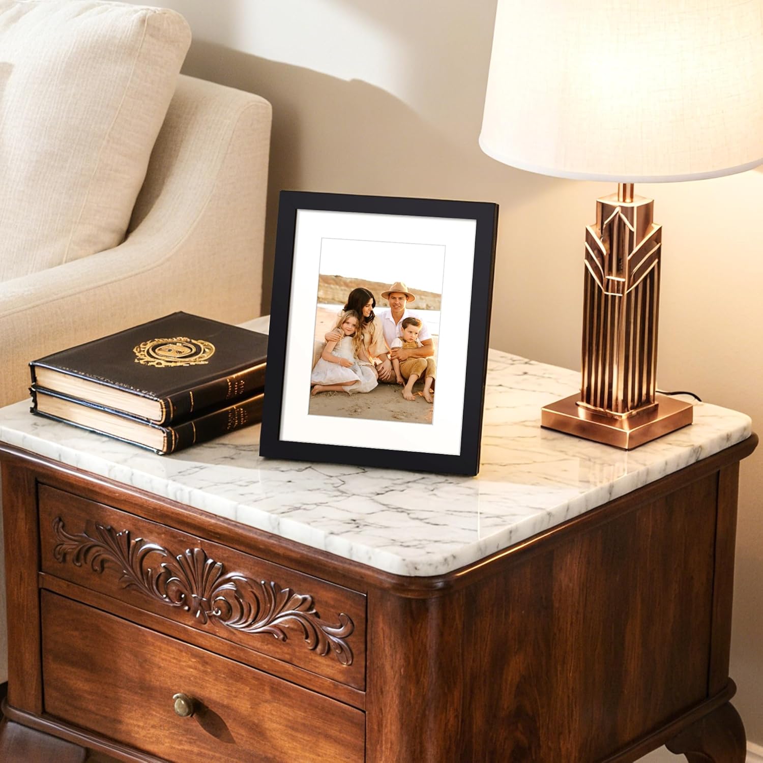 Upsimples 7x9 Picture Frame - Versatile Display for 5x7 Photos with Mat or 7x9 Without - Black