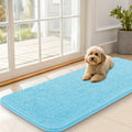 OLANLY Dog Door Mat - Absorbent Non-Slip Washable Doormat for Muddy Paws | 47x20, Quick Dry Chenille, Blue