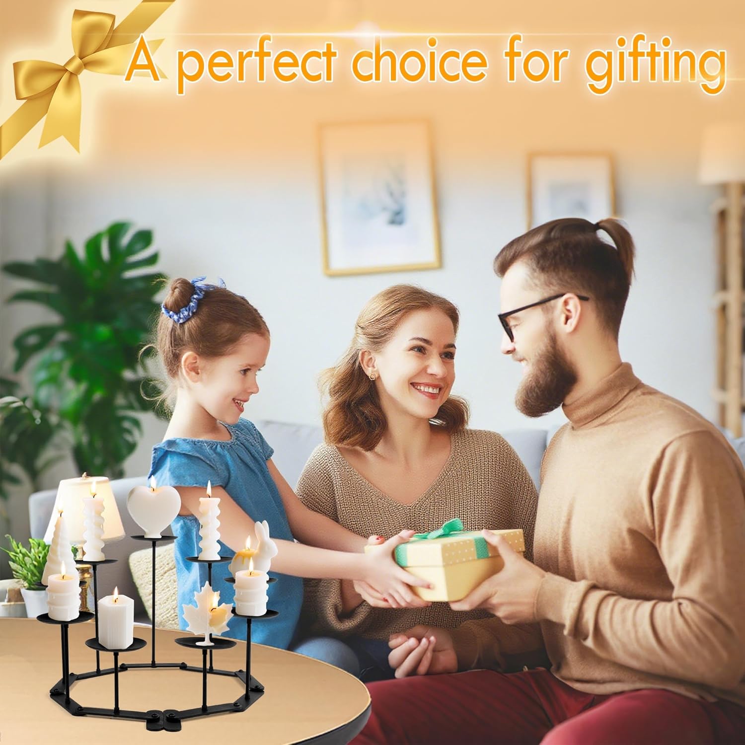 Skiennix Adjustable Candelabra Candle Holder - 5-Candle Iron Design for Pillar Candles | Elegant Black Finish