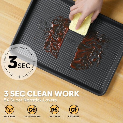 Half Sheet Pan by [Brand Name] - 17.3” x 13.1” Non-Stick Baking Sheets | Heavy-Duty Cookie Trays