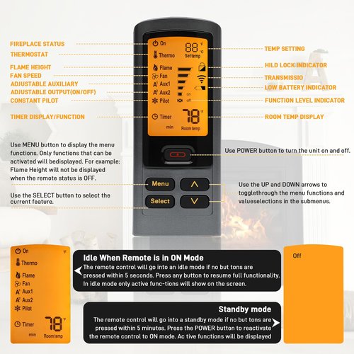 2166-330 Fireplace Remote Control Transmitter for RC300 Replacement for Heat N Glo Gas Stoves and Fireplaces Remote Control