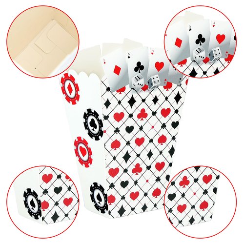 Las Vegas Popcorn Box 24 Pieces Casino Themed Birthday Party Popcorn Gift Box Poker Themed Birthday Decoration Kids Boys Girls Party Supplies