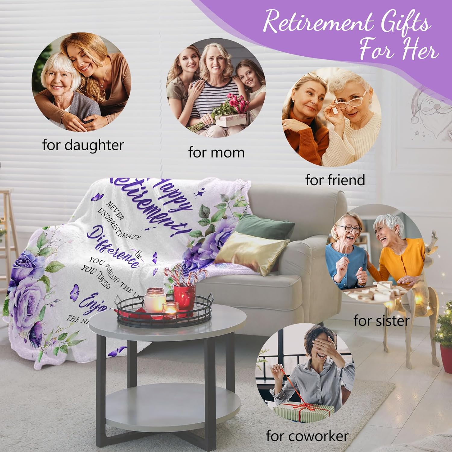 Retirement Gifts for Women 2026, Retired Gifts for Women, Female Retirement Gifts, Retirement Gifts for Coworkers Nurse Teacher, Farewell Gifts for Coworker, Retirement Blanket for Women 50"X60"