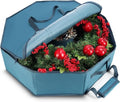 Hearth & Harbor Wreath Storage Container - Hard Shell Christmas Wreath Storage Bag with Interior Pockets, Dual Zipper and Handles - 30"