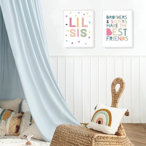 LARTSFRO Wall Art Decor - Brother and Sister Make The Best Friends | Inspirational Nursery Posters, 10x8 Inch Set of 4 (Unframed)