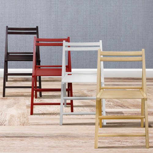 Casual Home Wooden Folding Chairs 2-Pcs Set - Natural