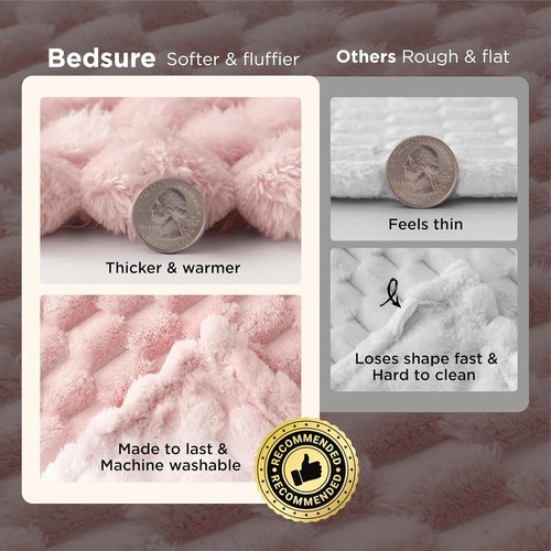 Bedsure Pink Throw Blanket - Fluffy 350GSM Plush Fleece for Cozy Home Decor | 50x60 Inches